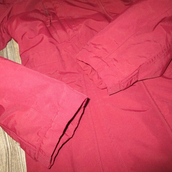 Lands' End Blue Button & Zip Jacket Sz M 10-12 Cinch Waist Hooded Squall Protect - Picture 13 of 16